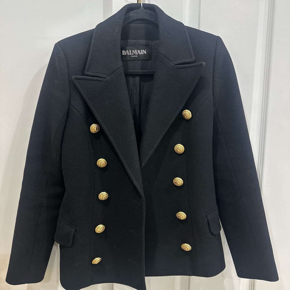 Balmain Black Wool and Cashmere Double-Breasted Jacket